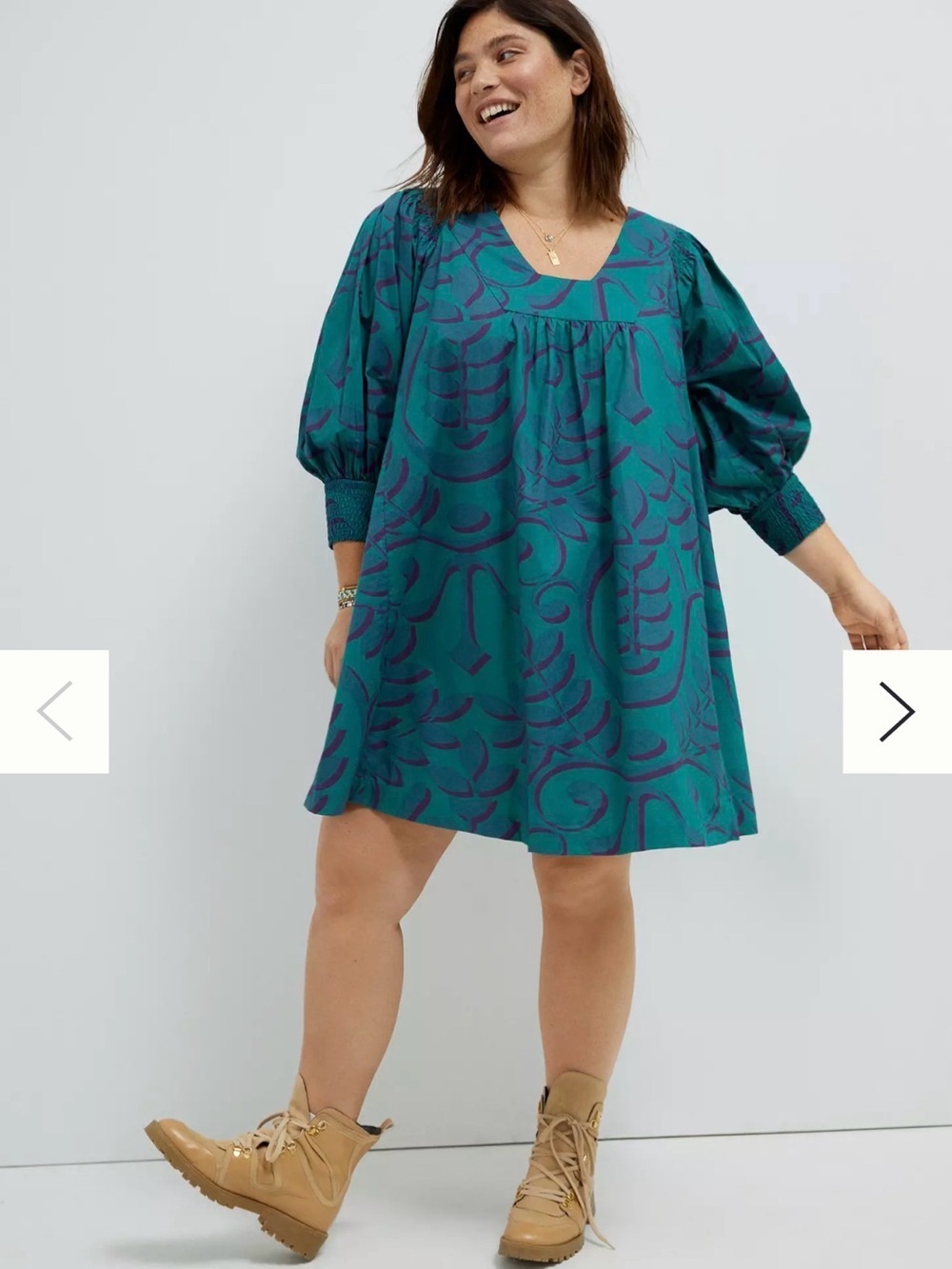 Anthropologie Porridge Nerina Teal Tunic Mini Dress S Boho Cotton Cottagecore